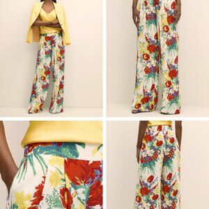 Brooks Brothers Floral Crepe Wide-Leg Pants Sz XL